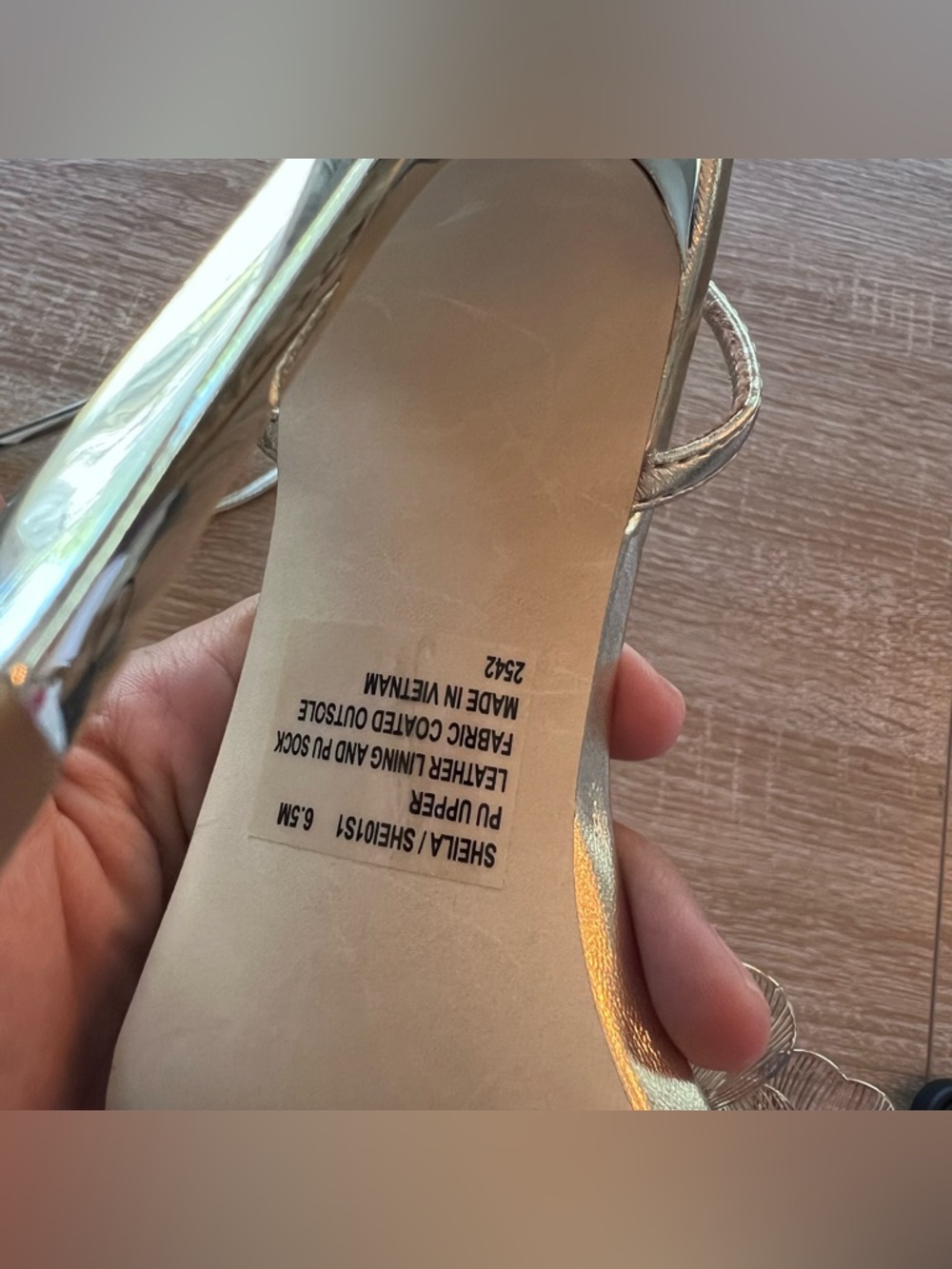 Steve Madden Gold Metallic Floral Ankle-Strap Stiletto Heels - Picture 7 of 10